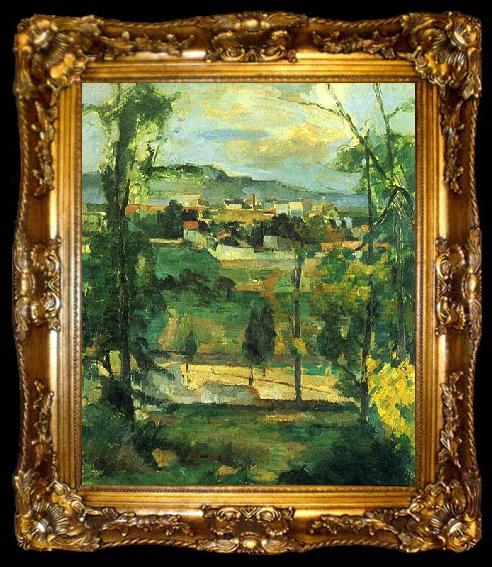 framed  Paul Cezanne Dorf hinter den Baumen, Ile de France, ta009-2